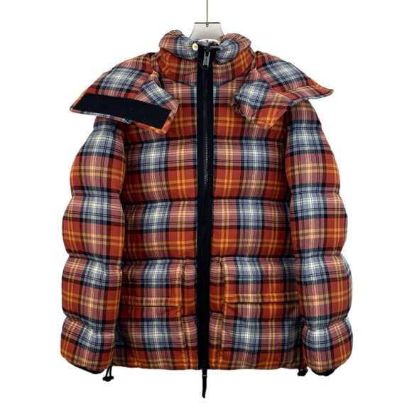 Burberry Colorblock Check Hooded Zip-Up Down Jacket